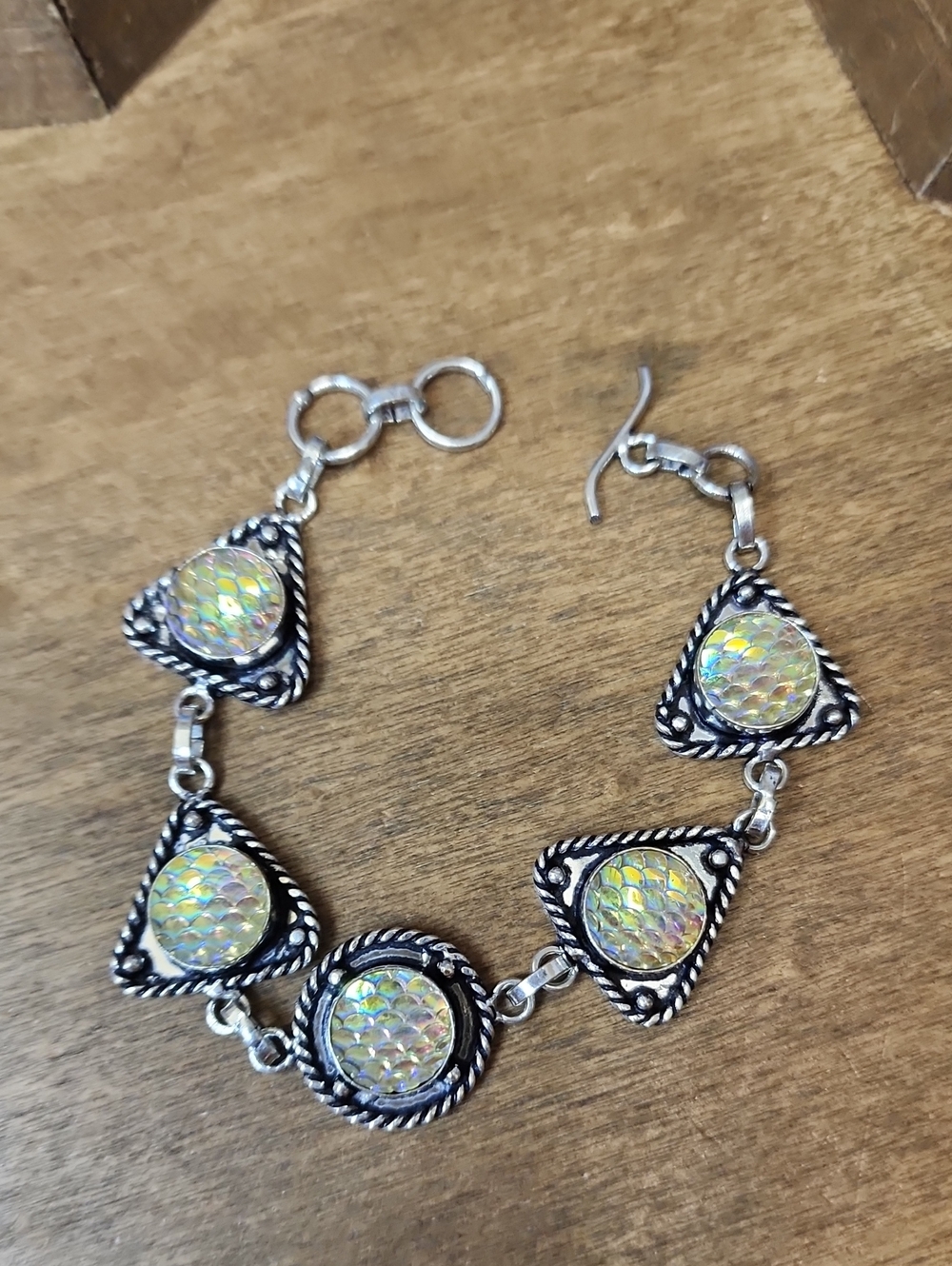 Silver-Tone Iridescent Mermaid Scale Bracelet - Silver